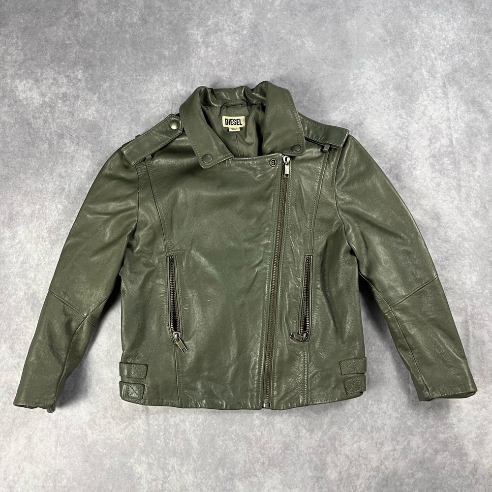 Diesel Olive Leather Jacket - Picture 1 of 8
